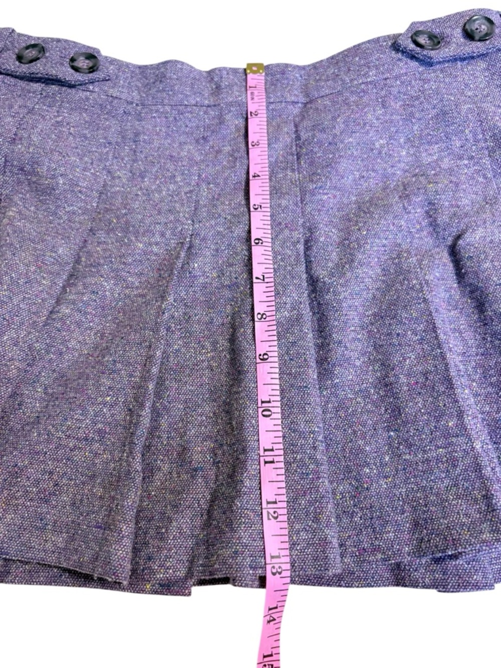 Aritzia Talula Babaton Wool Blend Pleated Mini Skirt Purple Tweed Size 2 - Picture 7 of 8